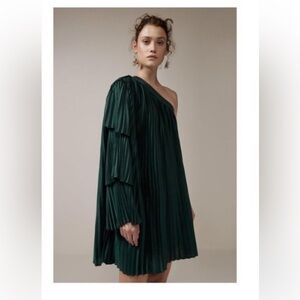 Keepsake off the shoulder dress. Keepsake Deep Water Mini Dress, Forest Green